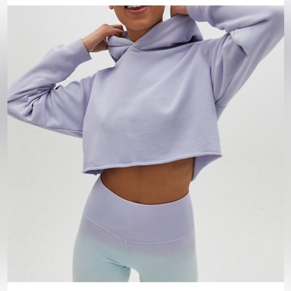 TNA Tops - Aritzia TNA the perfect crop hoodie pale violet cropped pullover sweater size S